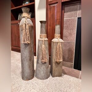 Decor Metal Texture Vases Set of 3